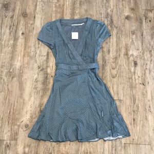 Baby Blue Polka Dot Wrap Dress